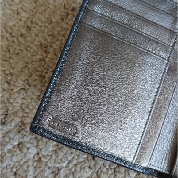 Coach Madison gray op art signature jacquard fabric and Leather Trifold Wallet - Picture 4 of 12